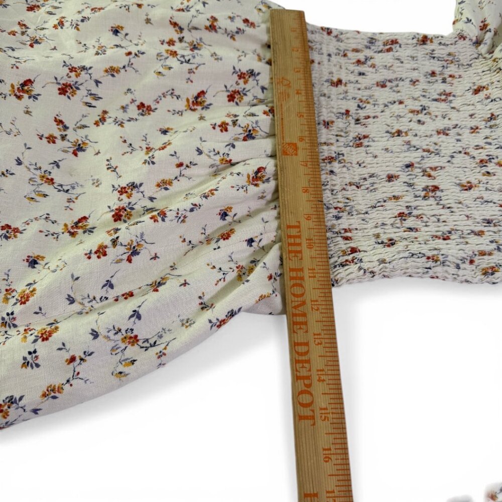 Reformation Hyland Linen Midi Dress Floral Smocked Puff Cottagecore Size M - Picture 6 of 12